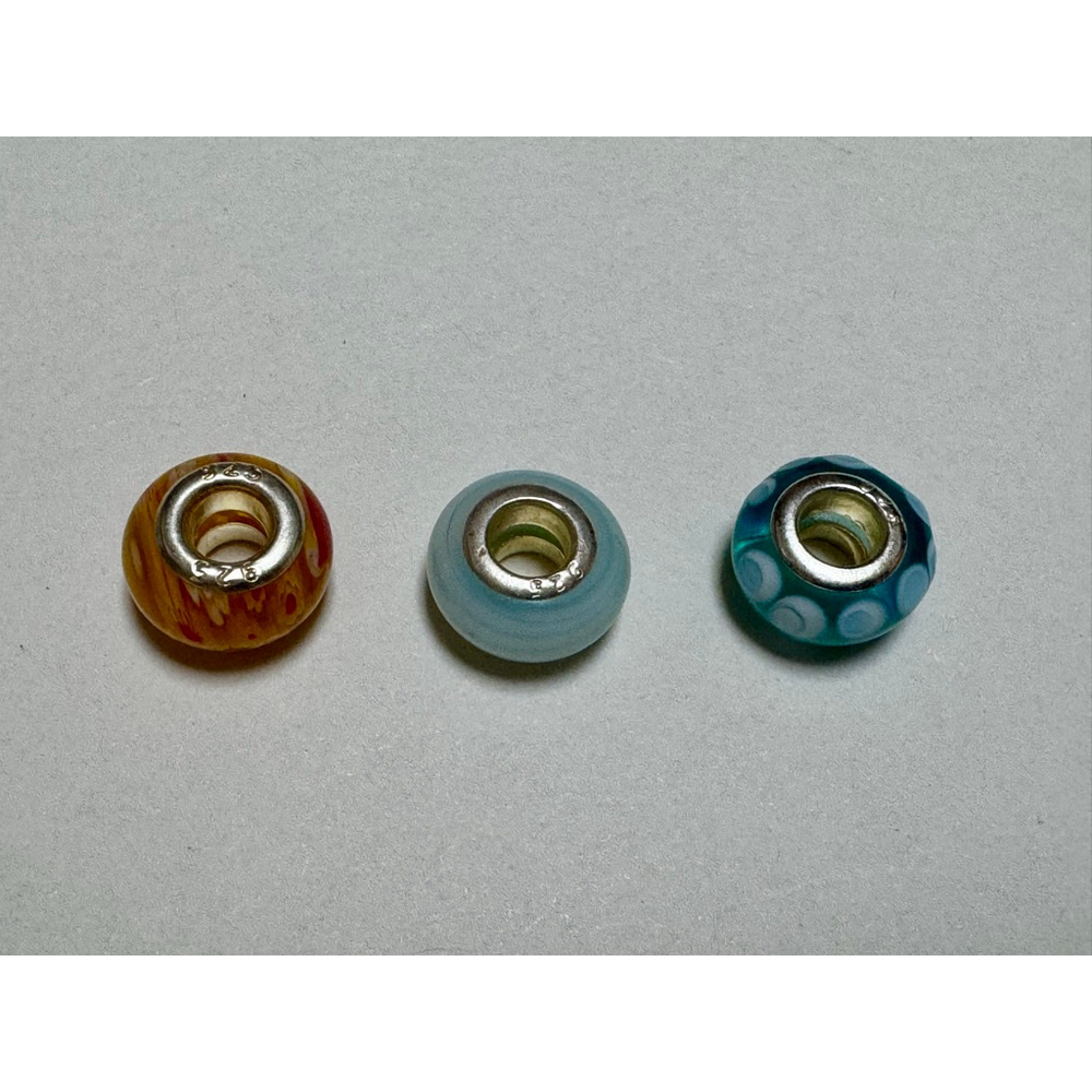 10x Murano Glass Charm Bracelet Beads - Sterling Silver Core - Picture 3 of 8